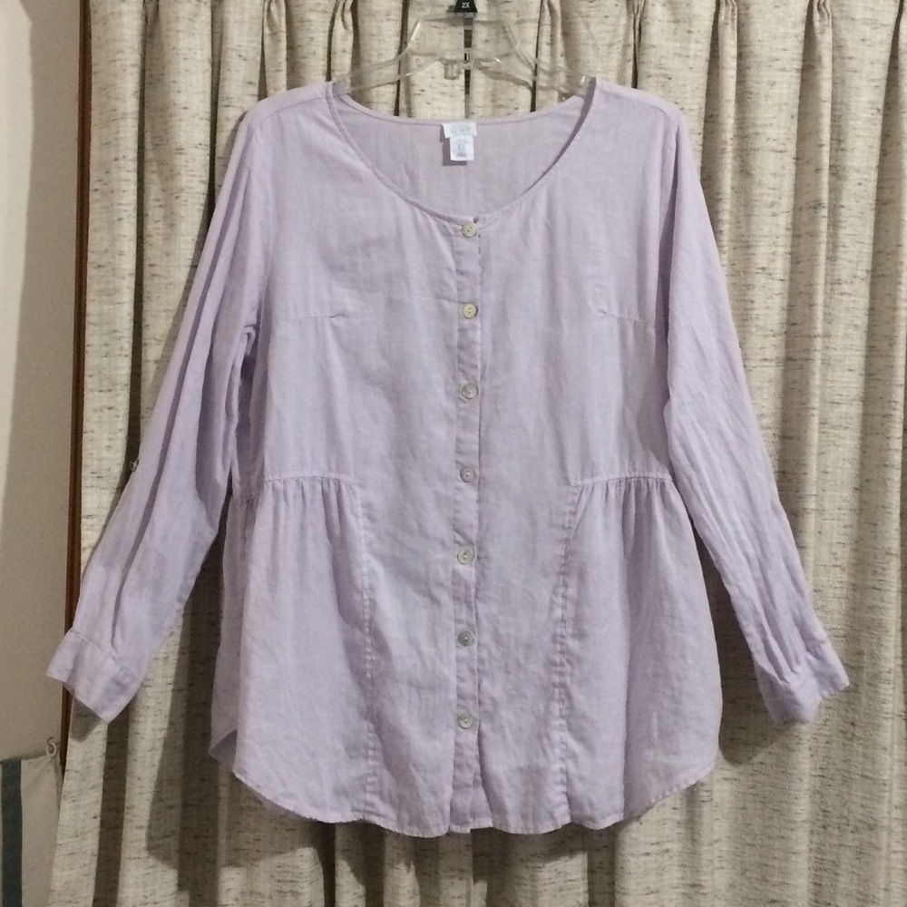 Sigrid Olsen 100% Linen Peplum Top - image 1